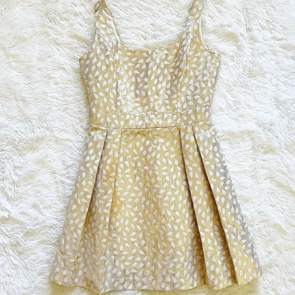 SHOSHANNA GOLD/WHITE TEAR DROP DRESS SIZE SMALL FEMININE PRETTY DATE COCKTAIL - Picture 2 of 11